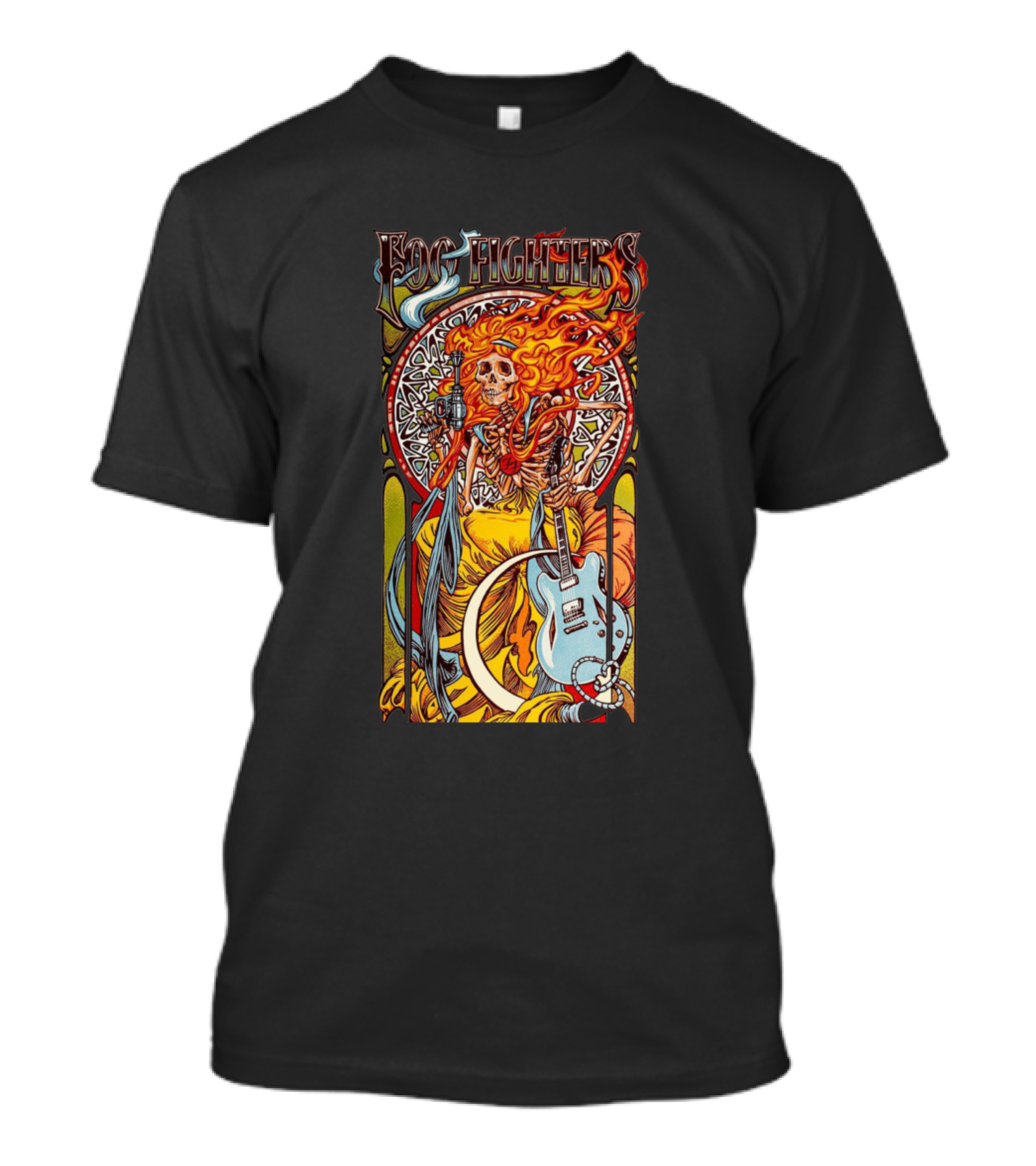 Foo Fighters Psychedelic Skulls And Flames Retro T-Shirt