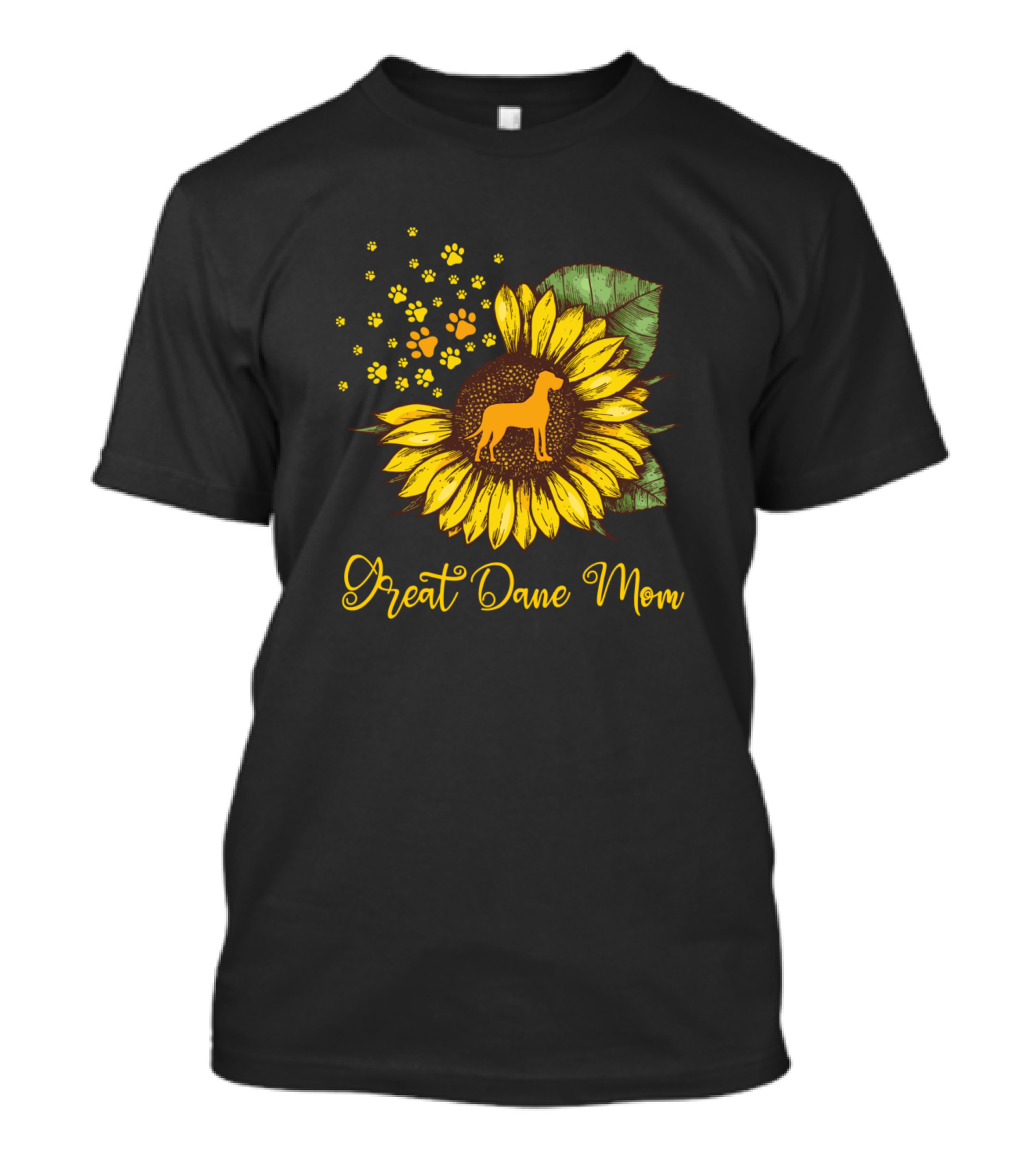 Great Dane Mom Sunflower Paw Prints T-Shirt
