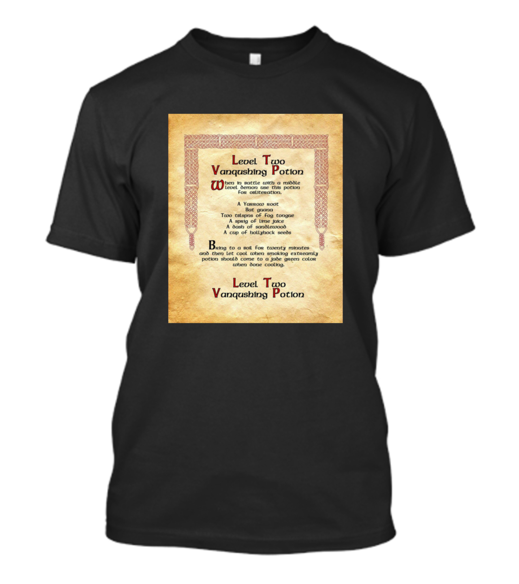 Level Two Vanquishing Potion Recipe Scroll For Novices And Experts T-Shirt