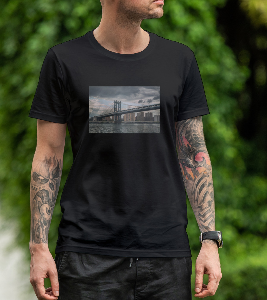 Manhattan Bridge New York City Skyline T-Shirt