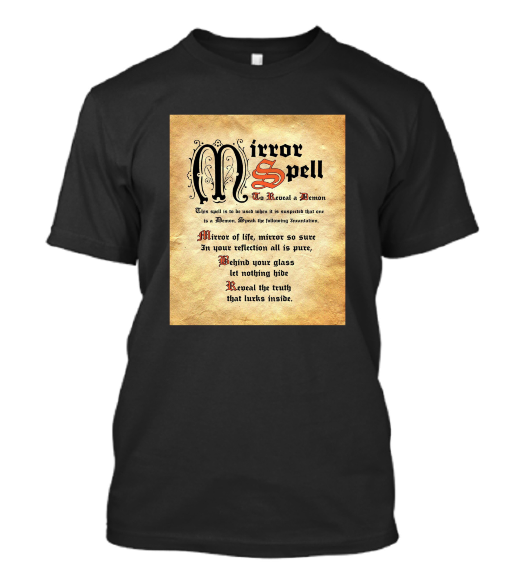 Mirror Spell To Reveal A Demon Mirror Of Life Incantation Charmbookofshadows T-Shirt