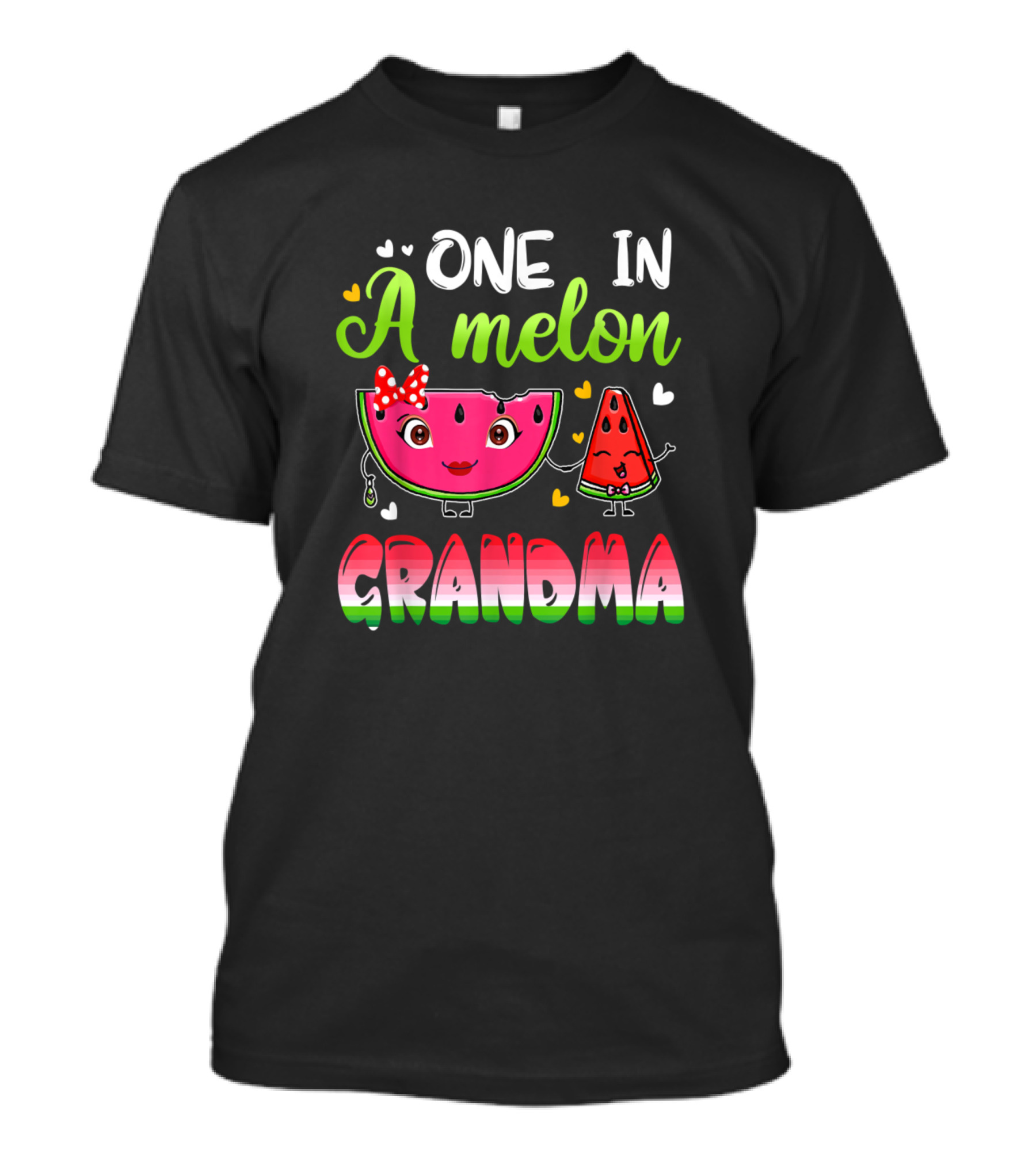 ONE IN A MELON GRANDMA FUNNY WATERMELON WITH BOW AND HEARTS T-Shirt
