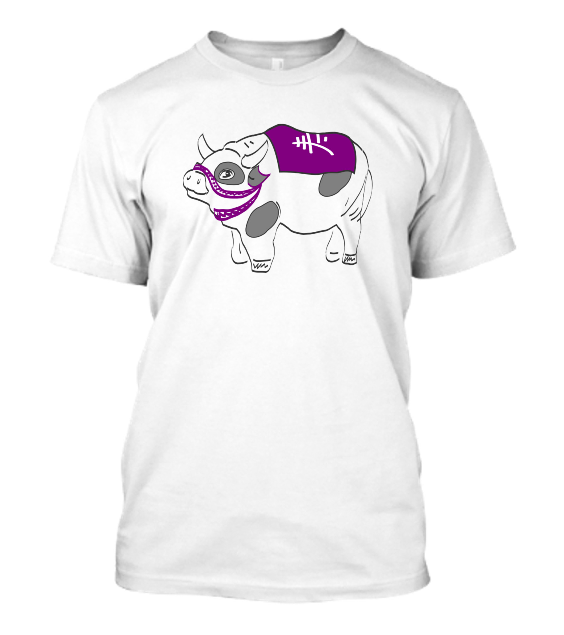 Ox Purple Tapestry With Funky Symbol And Bandana T-Shirt
