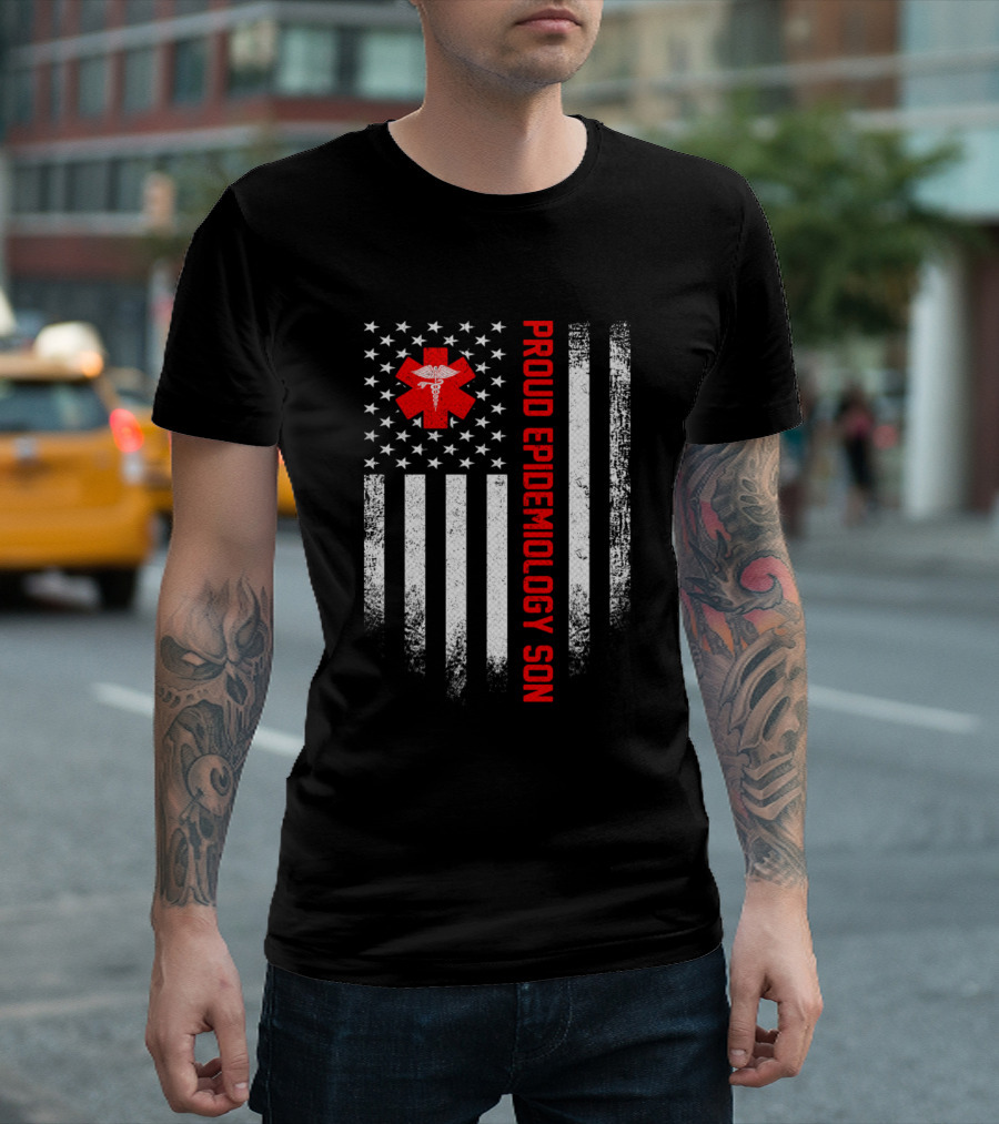 Proud Epidemiology Son Vintage USA American Flag T-Shirt