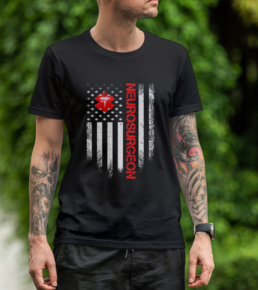 Vintage USA Neurosurgeon American Flag Medical T-Shirt