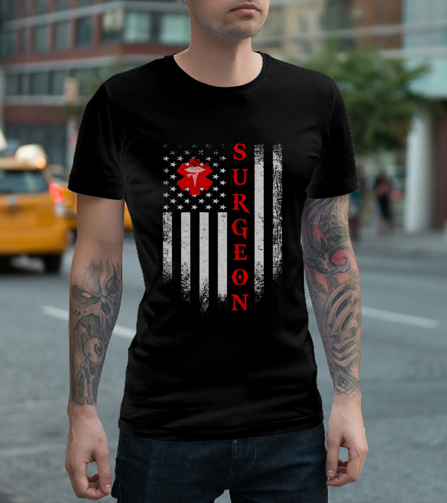 Surgeon Vintage USA American Flag Surgery Doctor T-Shirt