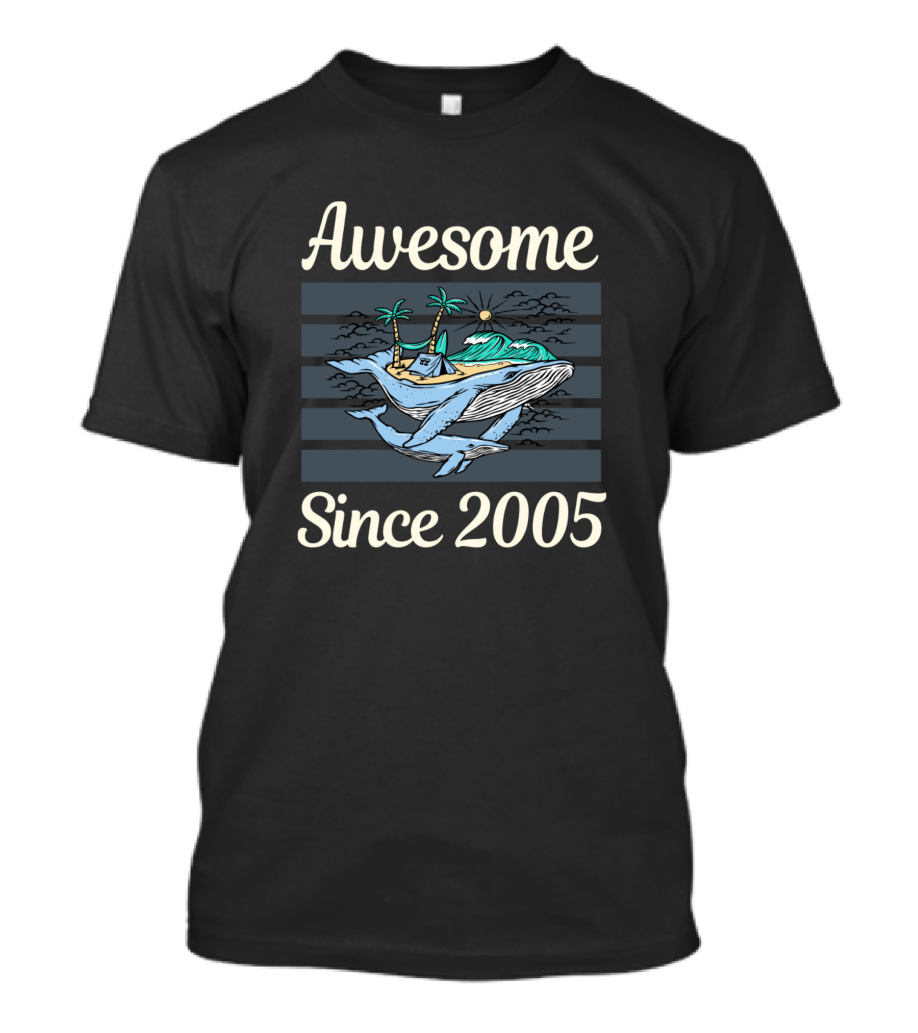 Awesome Since 2005 Whales Beach Scene T-Shirt
