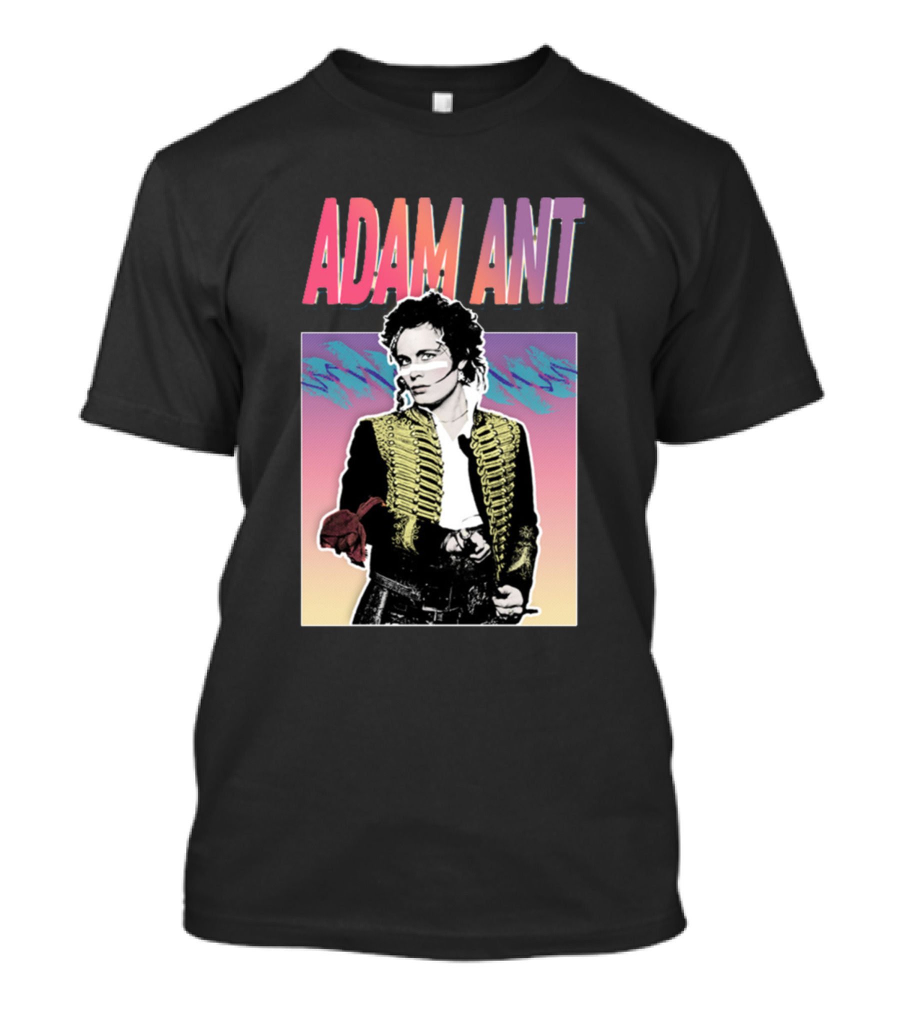 Adam Ant Vibrant Retro Style Portrait With Military Jacket T-Shirt
