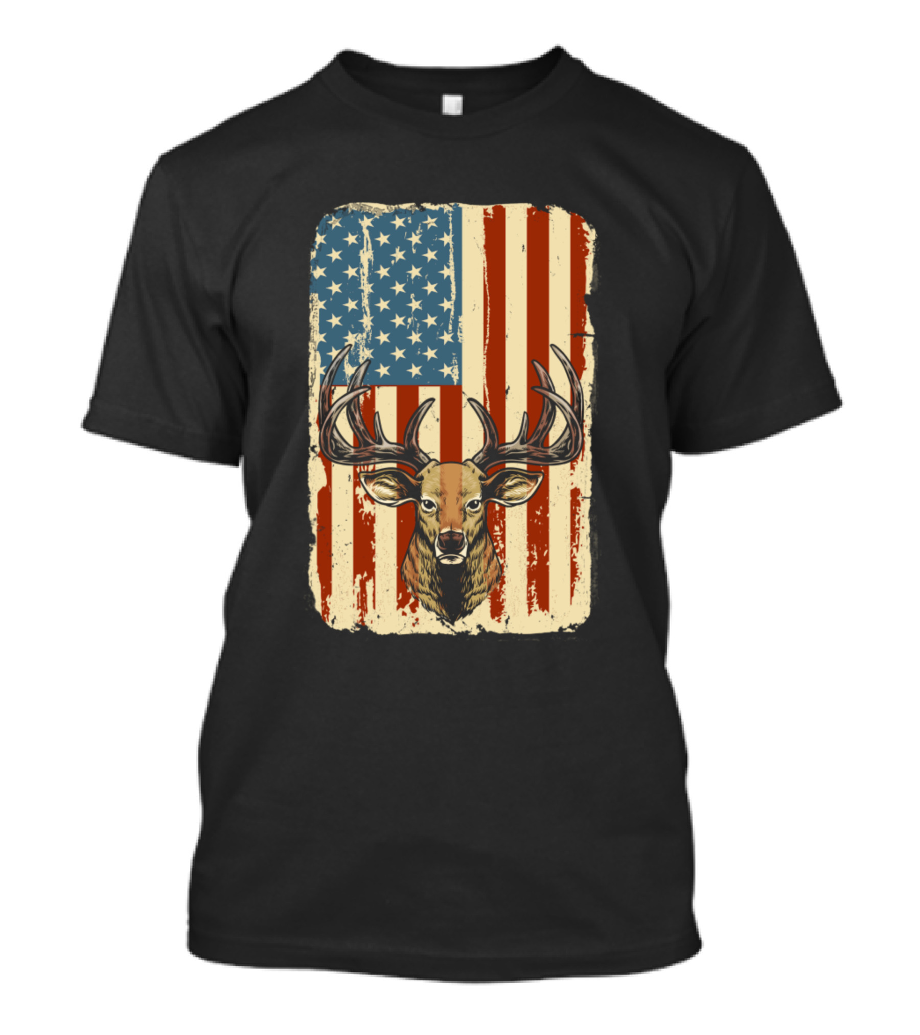 American Flag Deer Hunter Vintage Patriotic T-Shirt