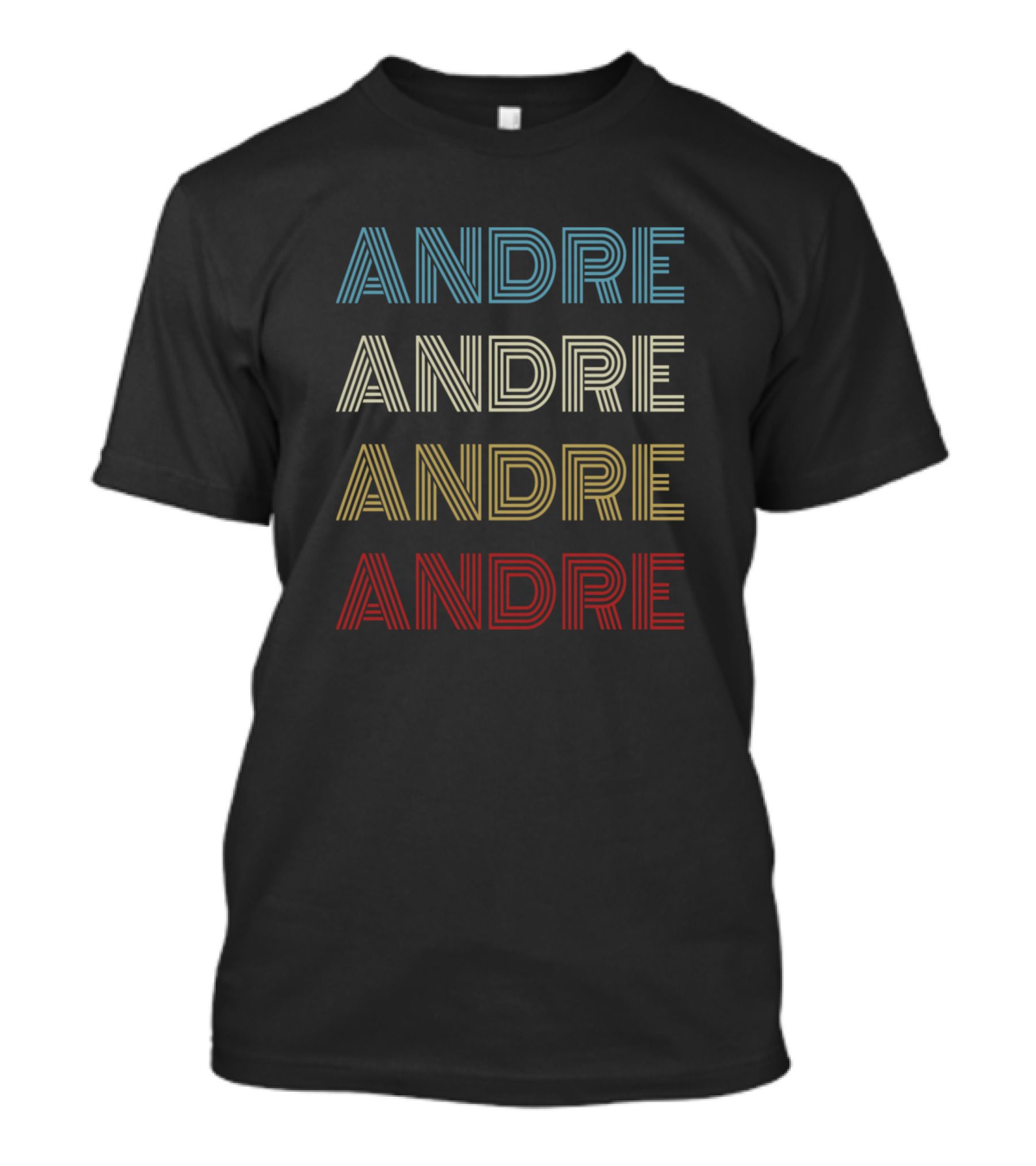 Andre First Given Name Multicolor Retro Stripes T-Shirt