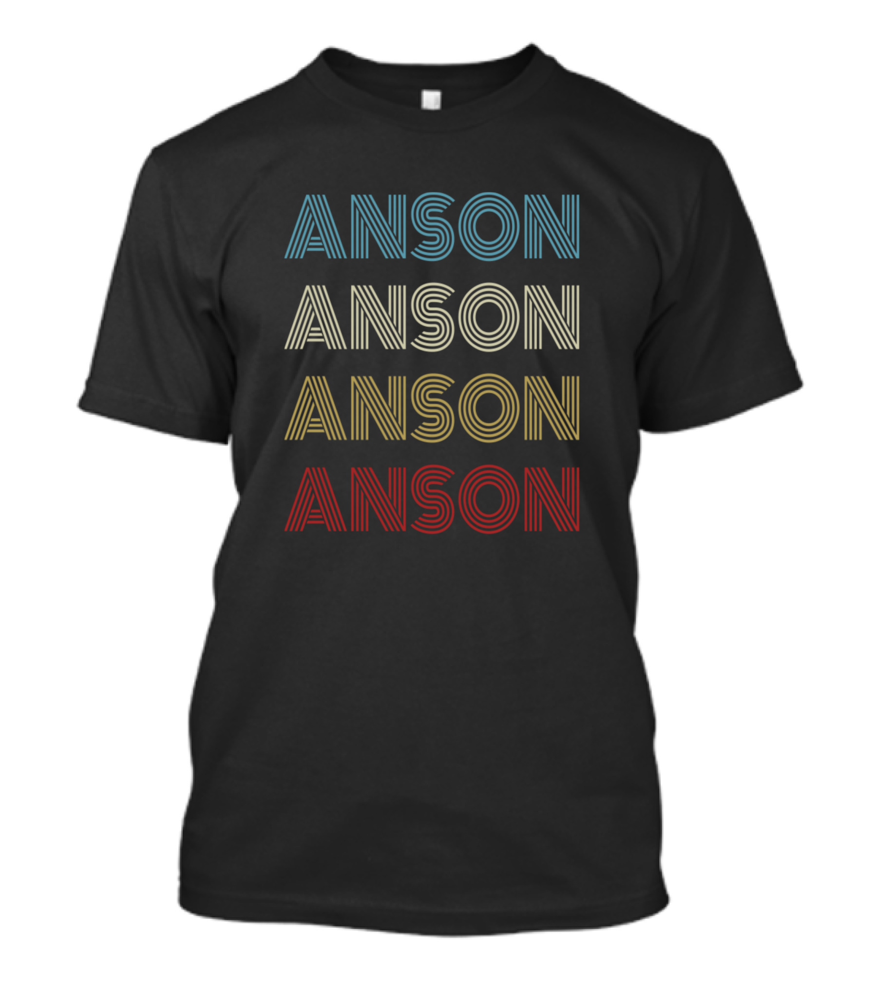 Anson Multicolor Striped Vintage Text T-Shirt