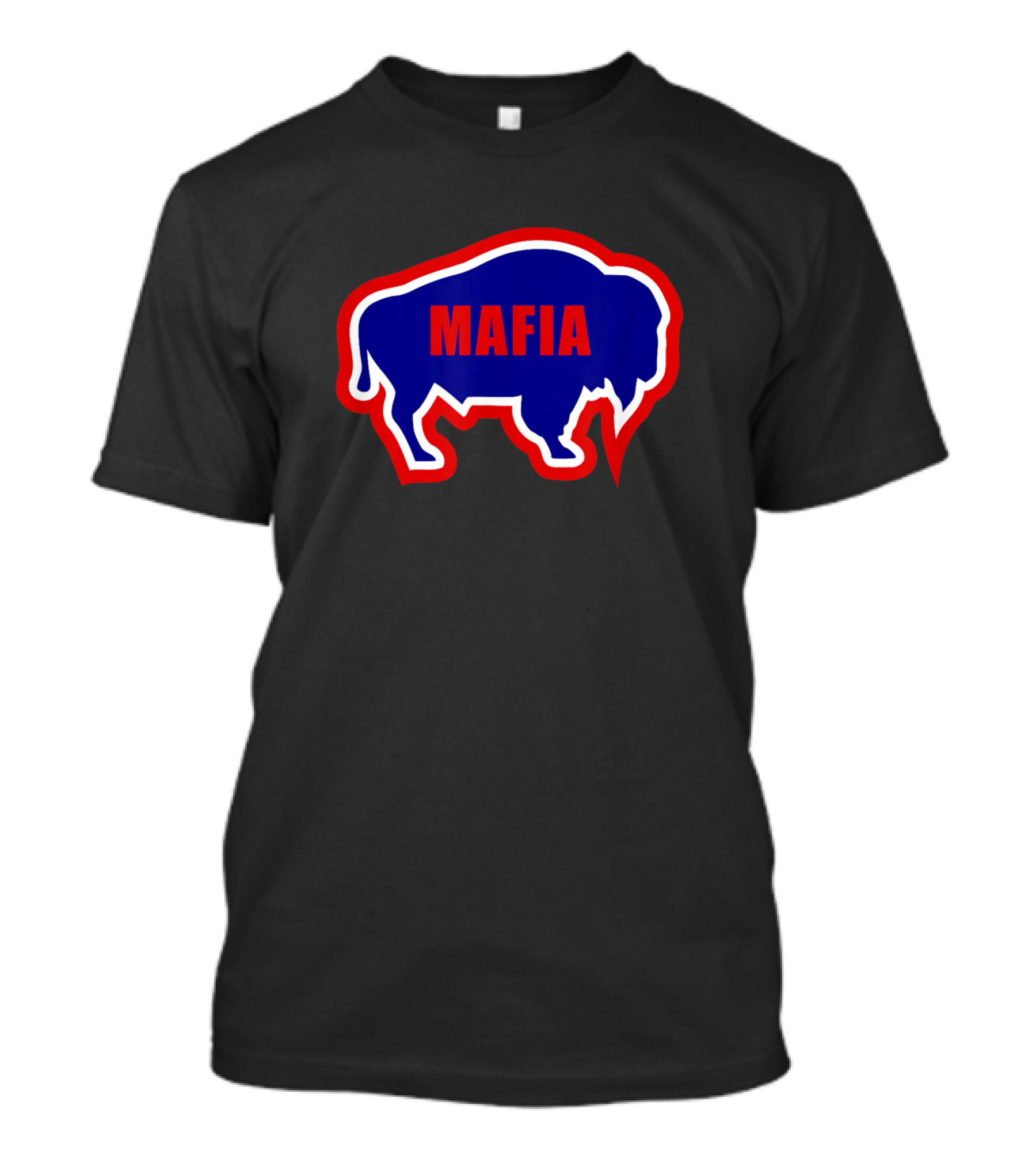 Bills Mafia Blue Buffalo Silhouette Red White Trim T-Shirt