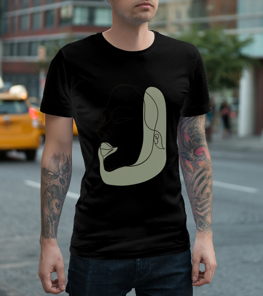 Body Positivity Face Line Drawing Simple Modern T-Shirt