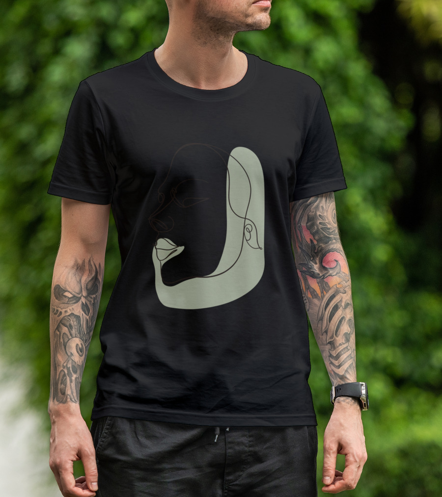 Body Positivity Face Line Drawing Simple Modern T-Shirt