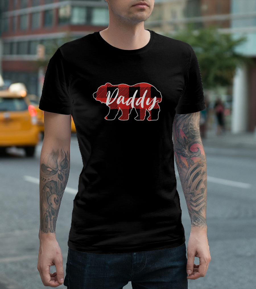 Daddy Buffalo Plaid Bear T-Shirt