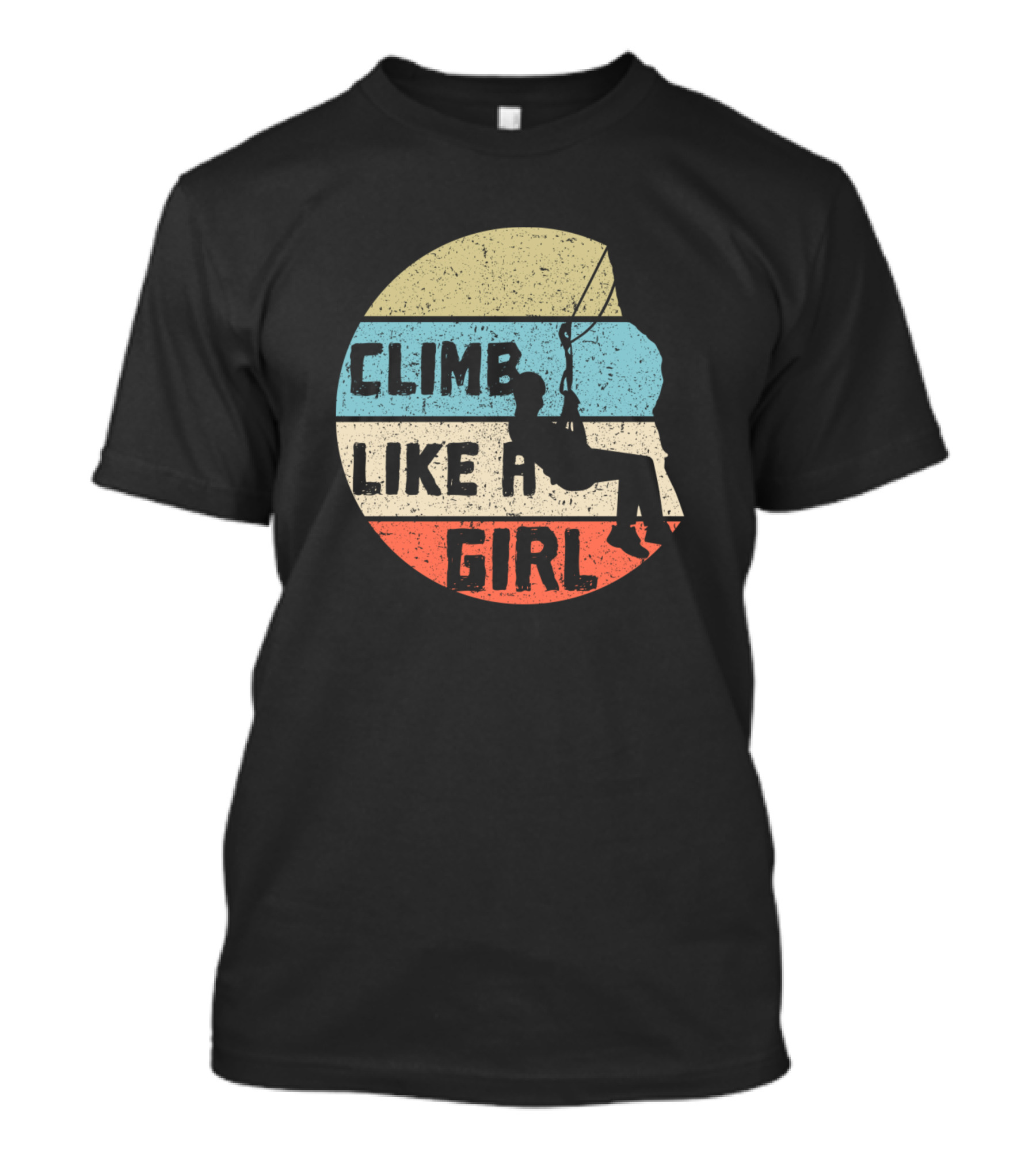 Climb Like A Girl Rock Climbing Vintage Striped T-Shirt