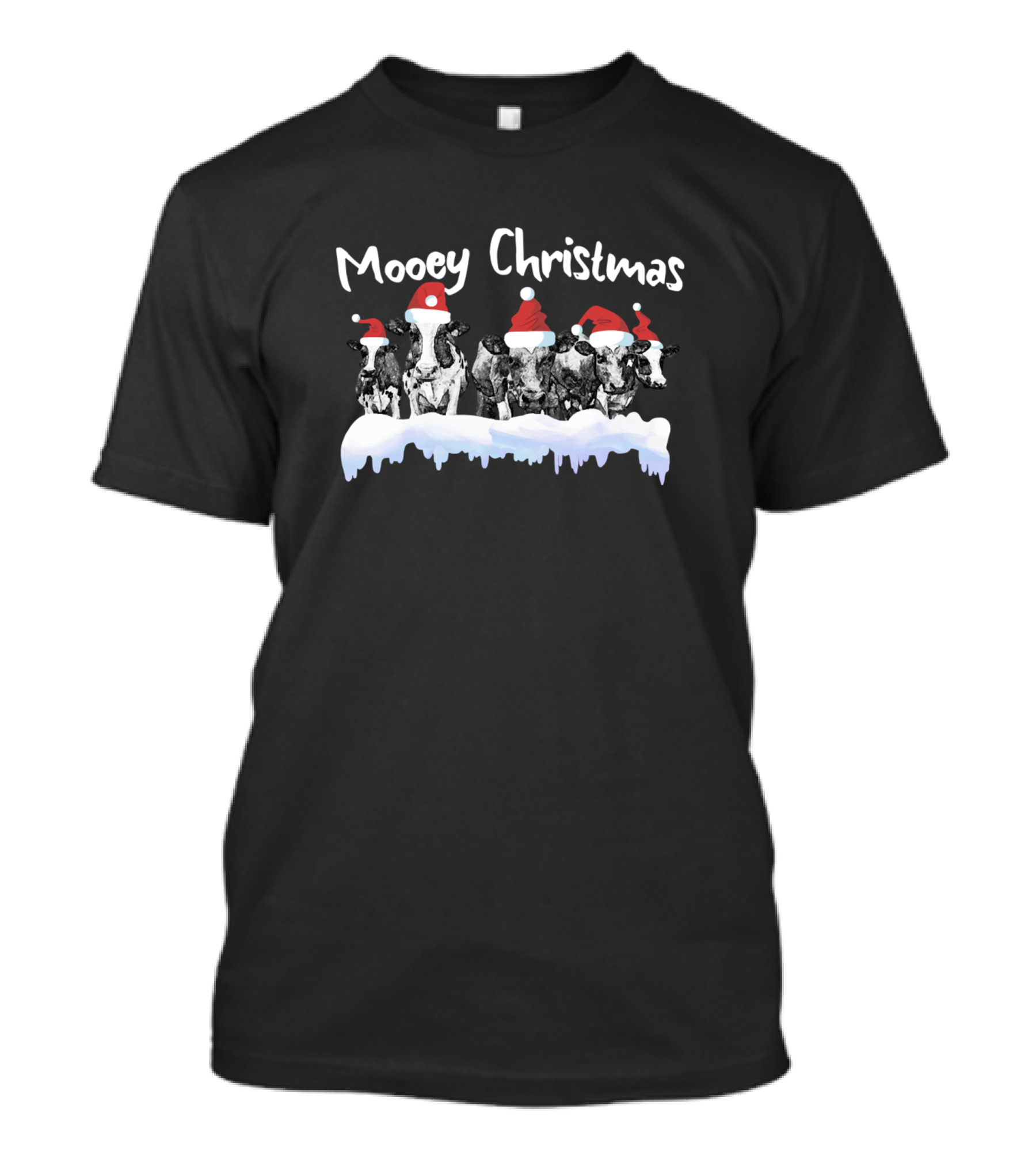 Mooey Christmas Funny Heifer Cow Farmer Santa Hats T-Shirt