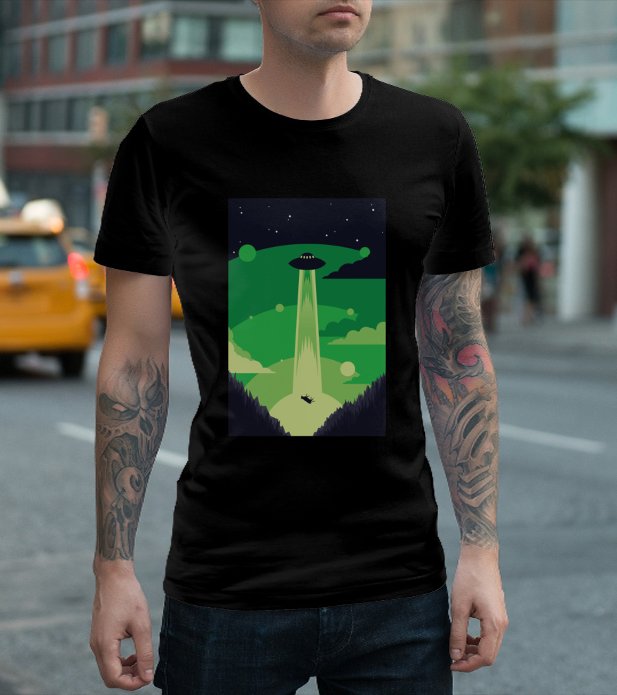 Cows Ufo 416 Farming Space Abduction Scene T-Shirt