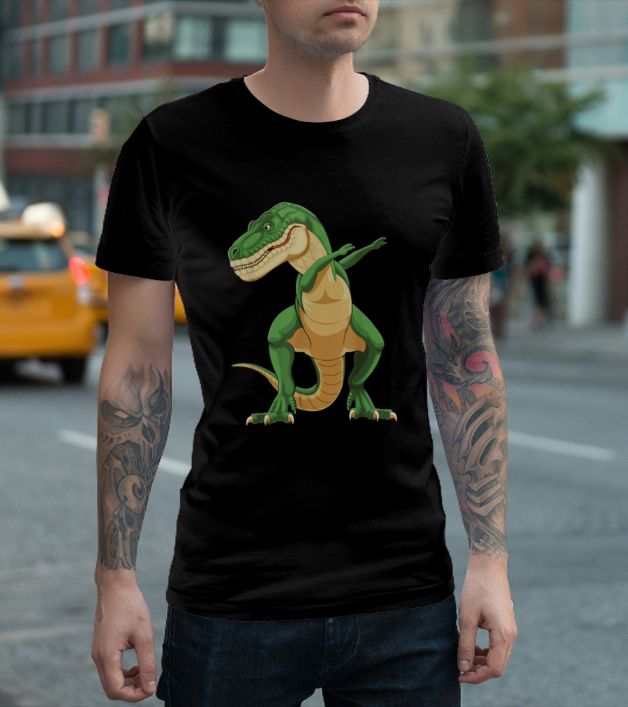 Dabbing T-Rex Dinosaur Green T-Shirt