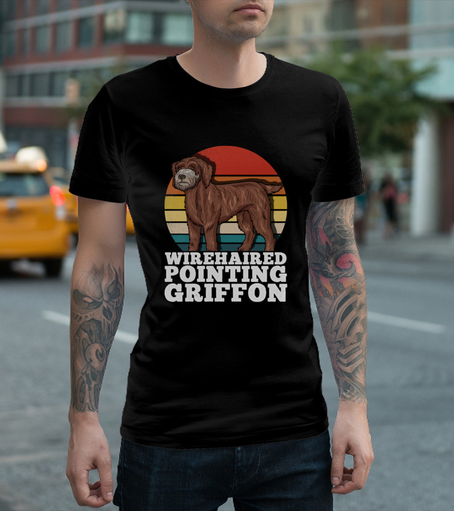 Wirehaired Pointing Griffon Retro Sunset T-Shirt