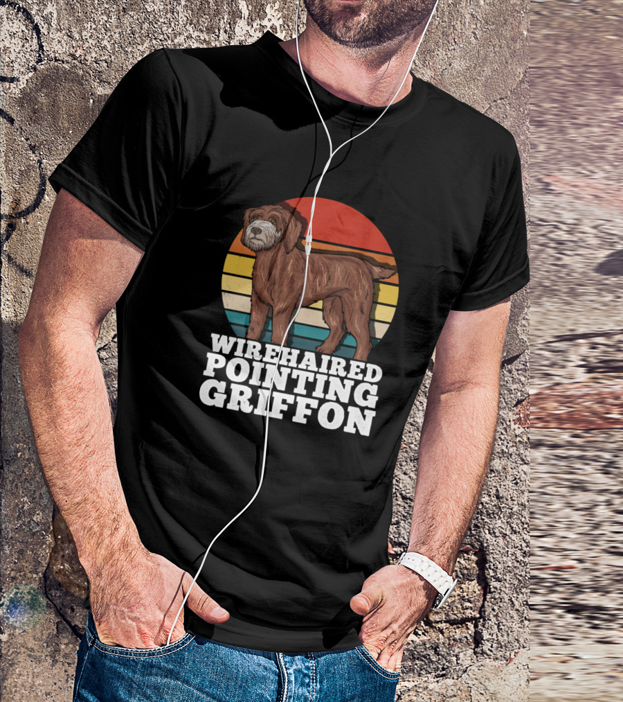 Wirehaired Pointing Griffon Retro Sunset T-Shirt