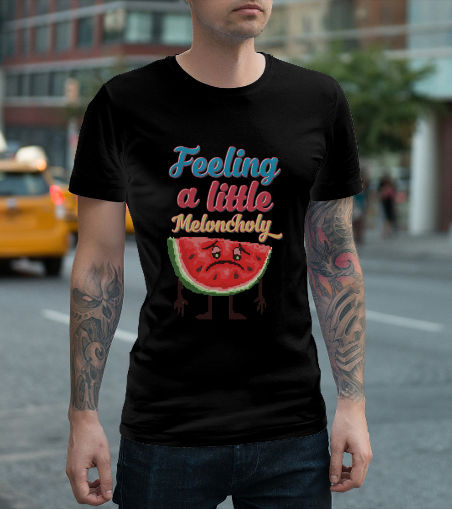 Feeling a Little Meloncholy Melon Slice Pixel T-Shirt