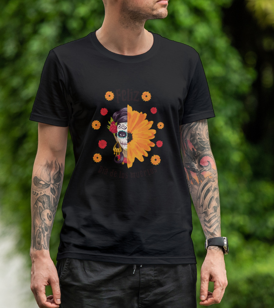 Feliz Dia De Los Muertos Calavera Flower T-Shirt