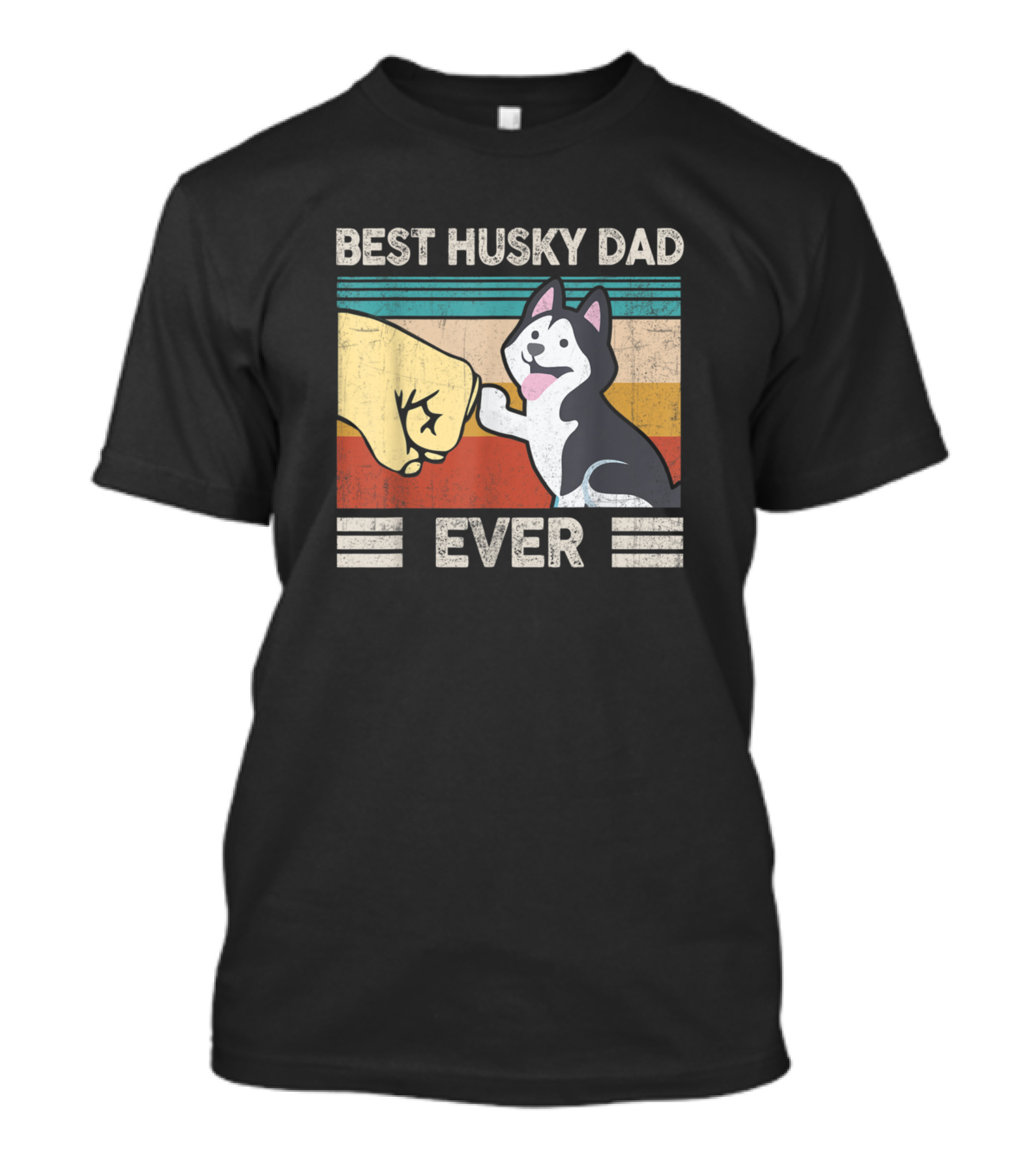 Best Husky Dad Ever Retro Vintage Fist Bump Dog Daddy T-Shirt