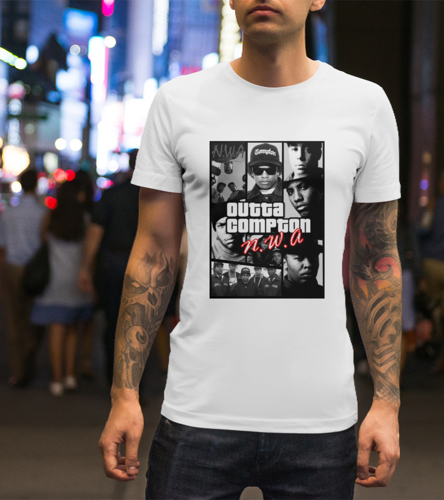 Outta Compton N.W.A Iconic Group Photo Collage T-Shirt