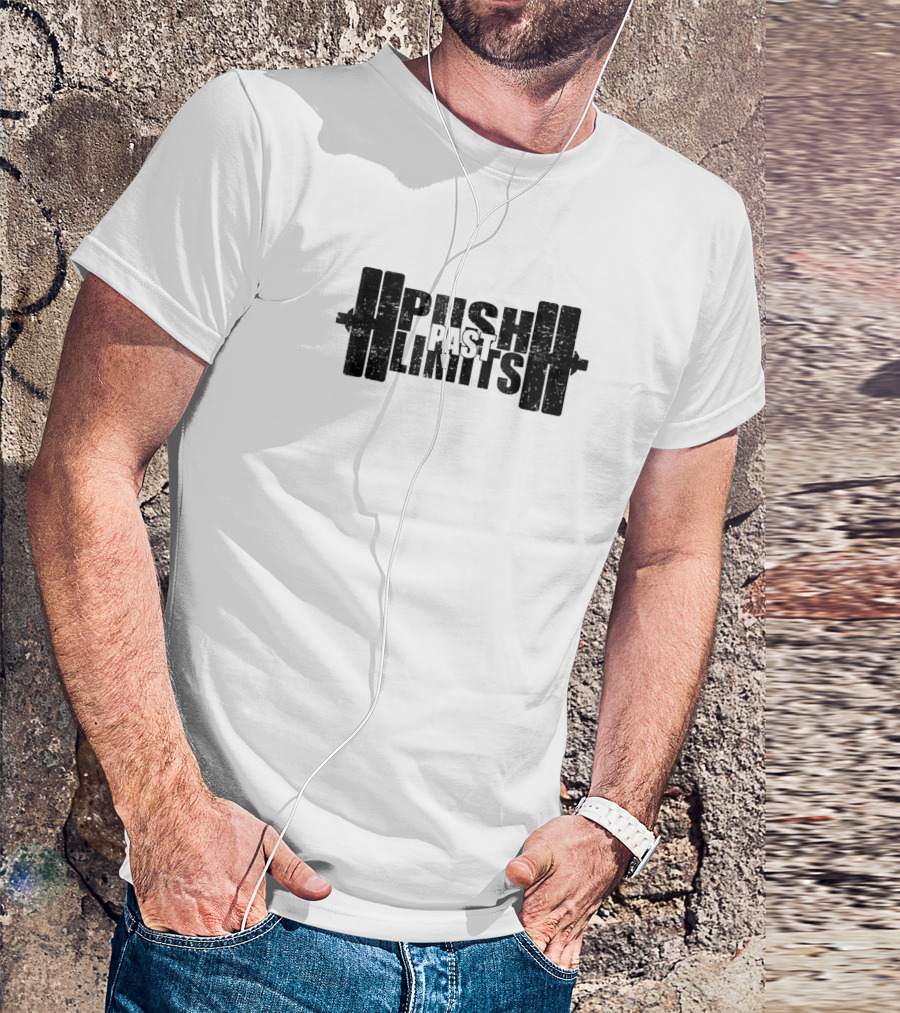 Push Past Limits Fitness Box Gym Lifting Barbell T-Shirt