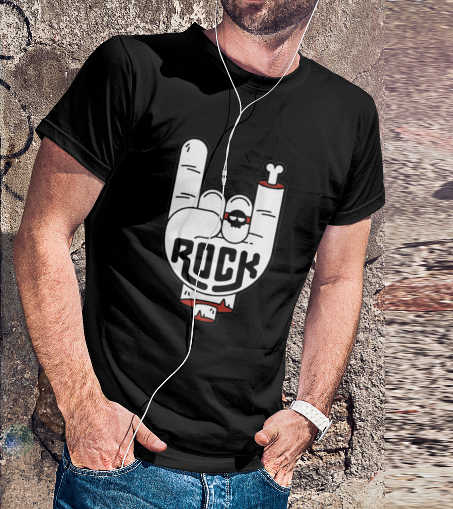 ROCK Skeleton Hand Gesture With Skull Glasses T-Shirt