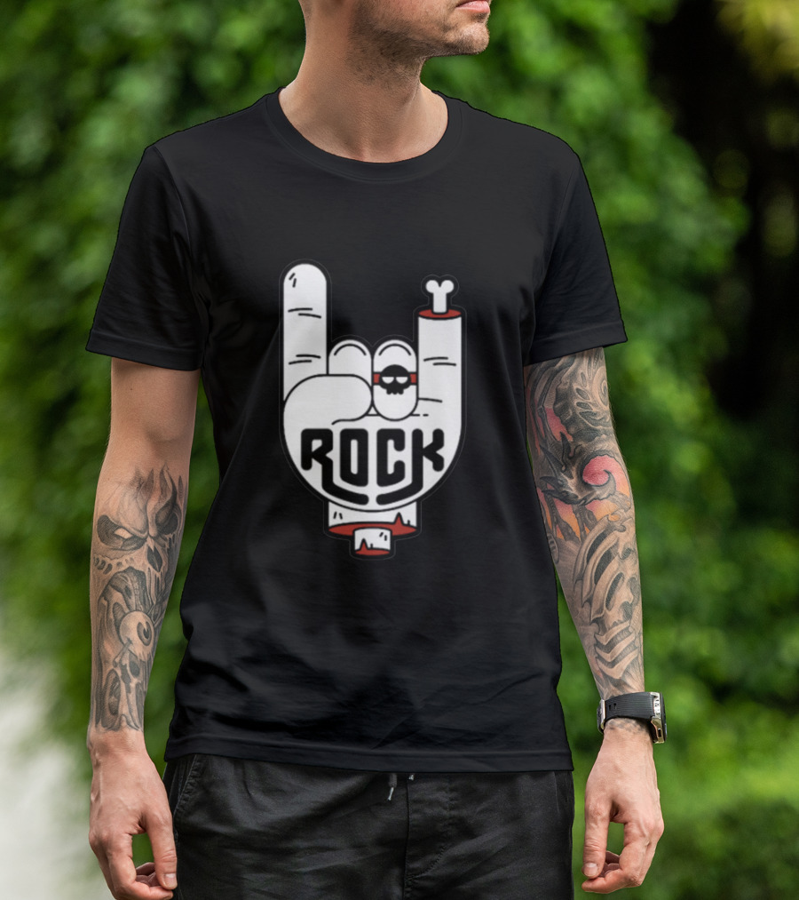 ROCK Skeleton Hand Gesture With Skull Glasses T-Shirt