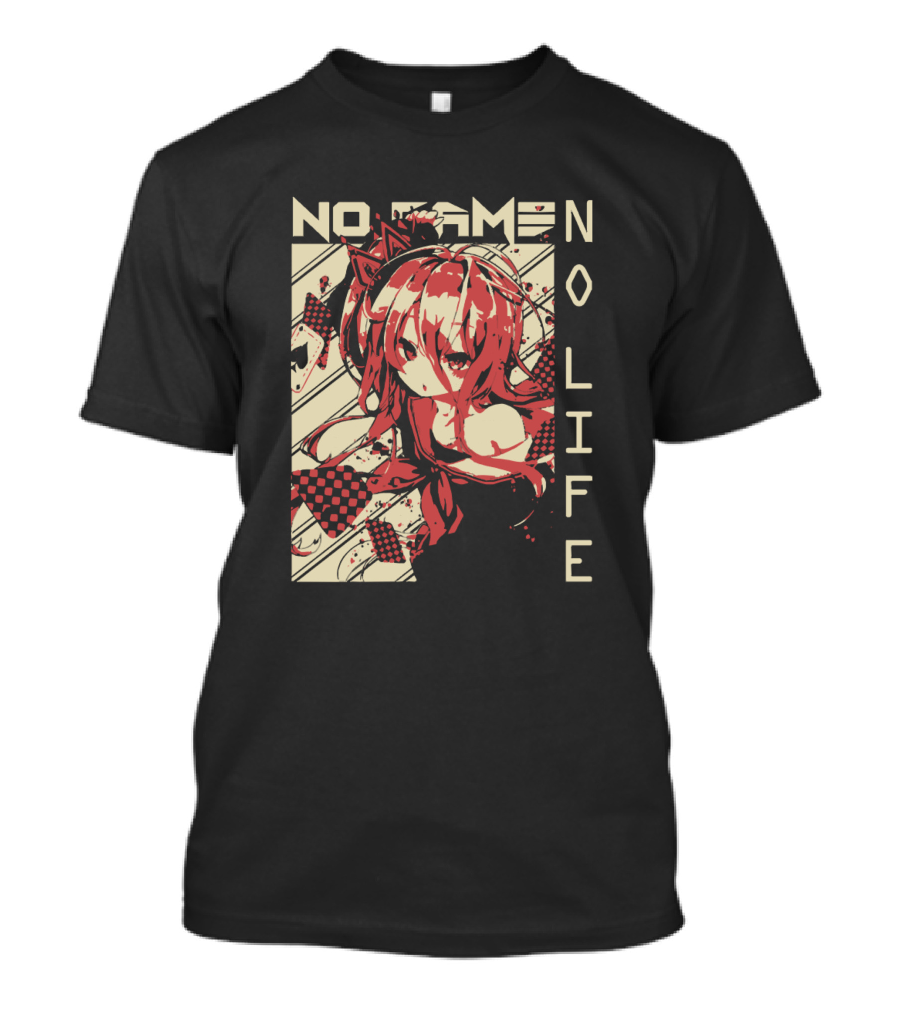 Shiro No Game No Life Anime Character With Crown And Checkered T-Shirt