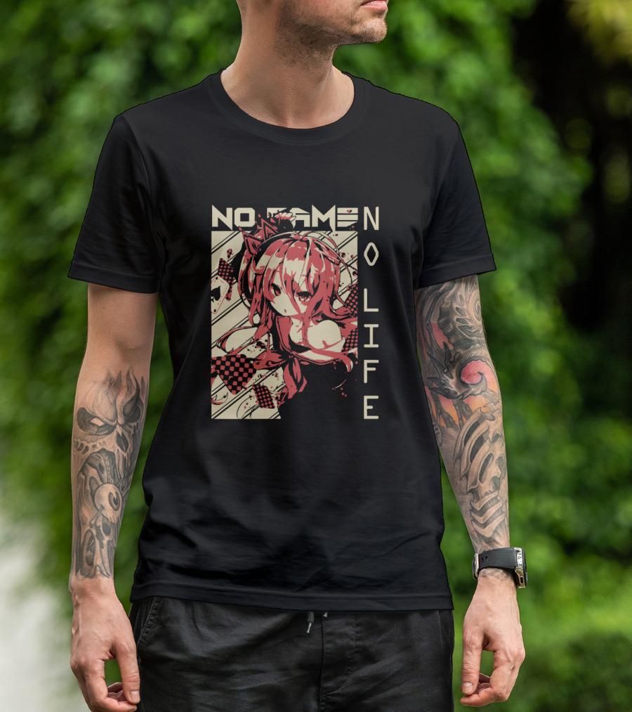 Shiro No Game No Life Anime Character With Crown And Checkered T-Shirt