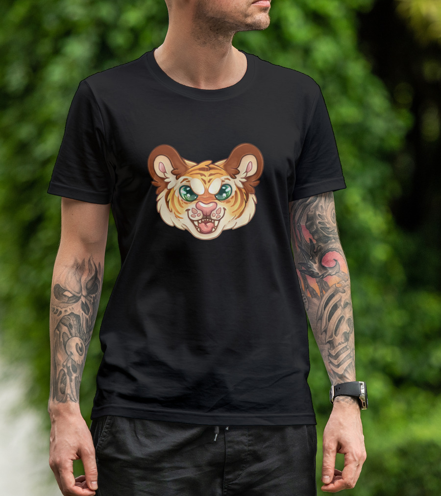 Tiger Natural Cute Cartoon Face T-Shirt