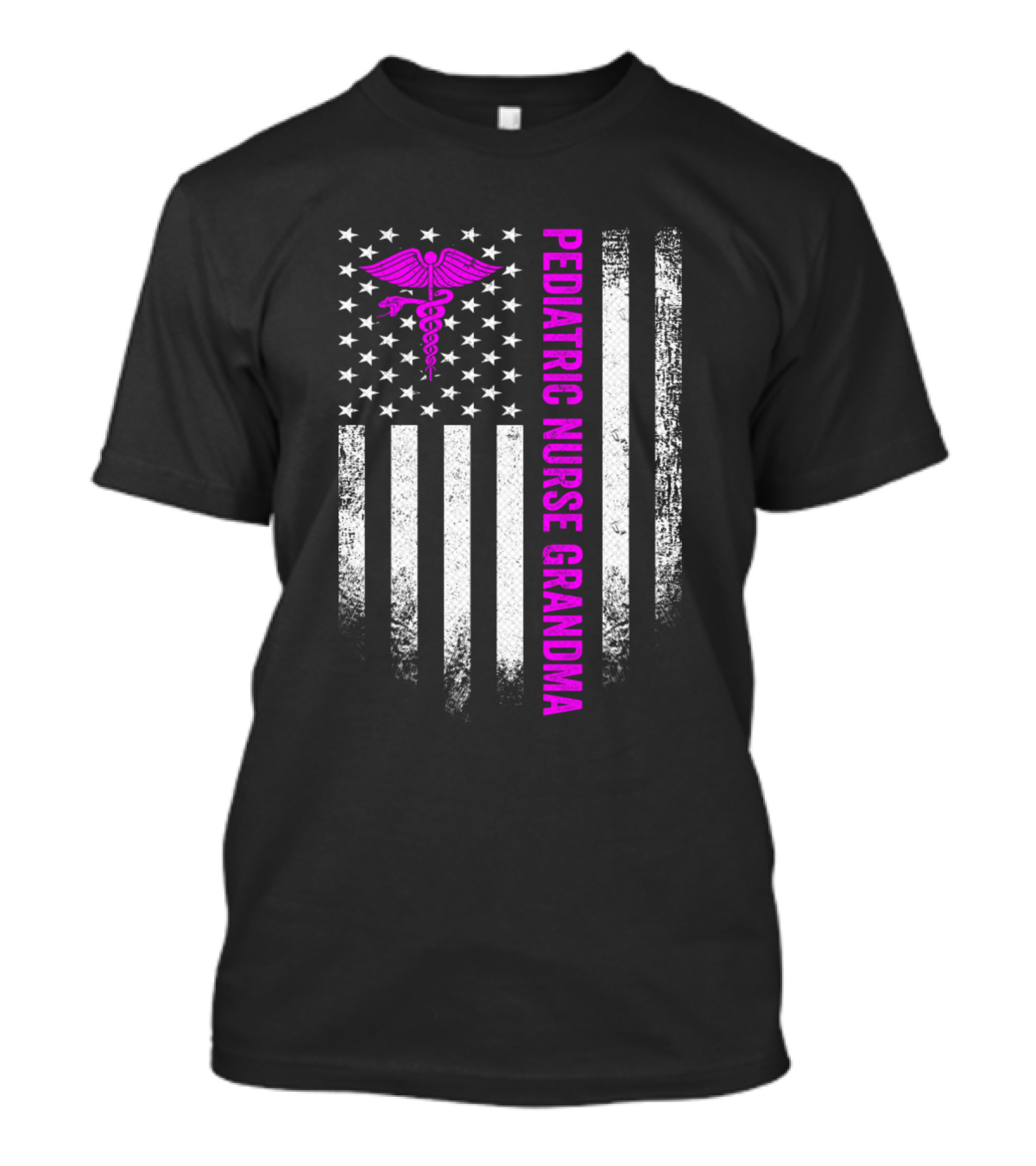 Pediatric Nurse Grandma Vintage USA American Flag T-Shirt
