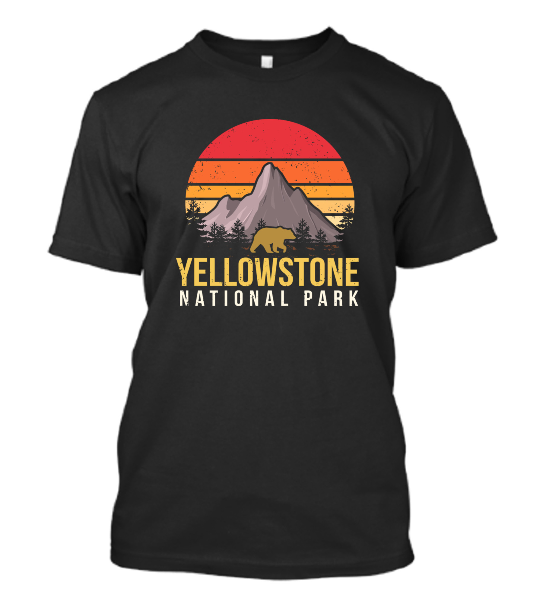 Yellowstone National Park Bear Silhouette Sunset Scene T-Shirt