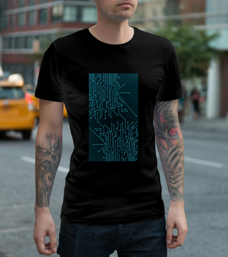 Circuit Board High Tech Blue Lines T-Shirt