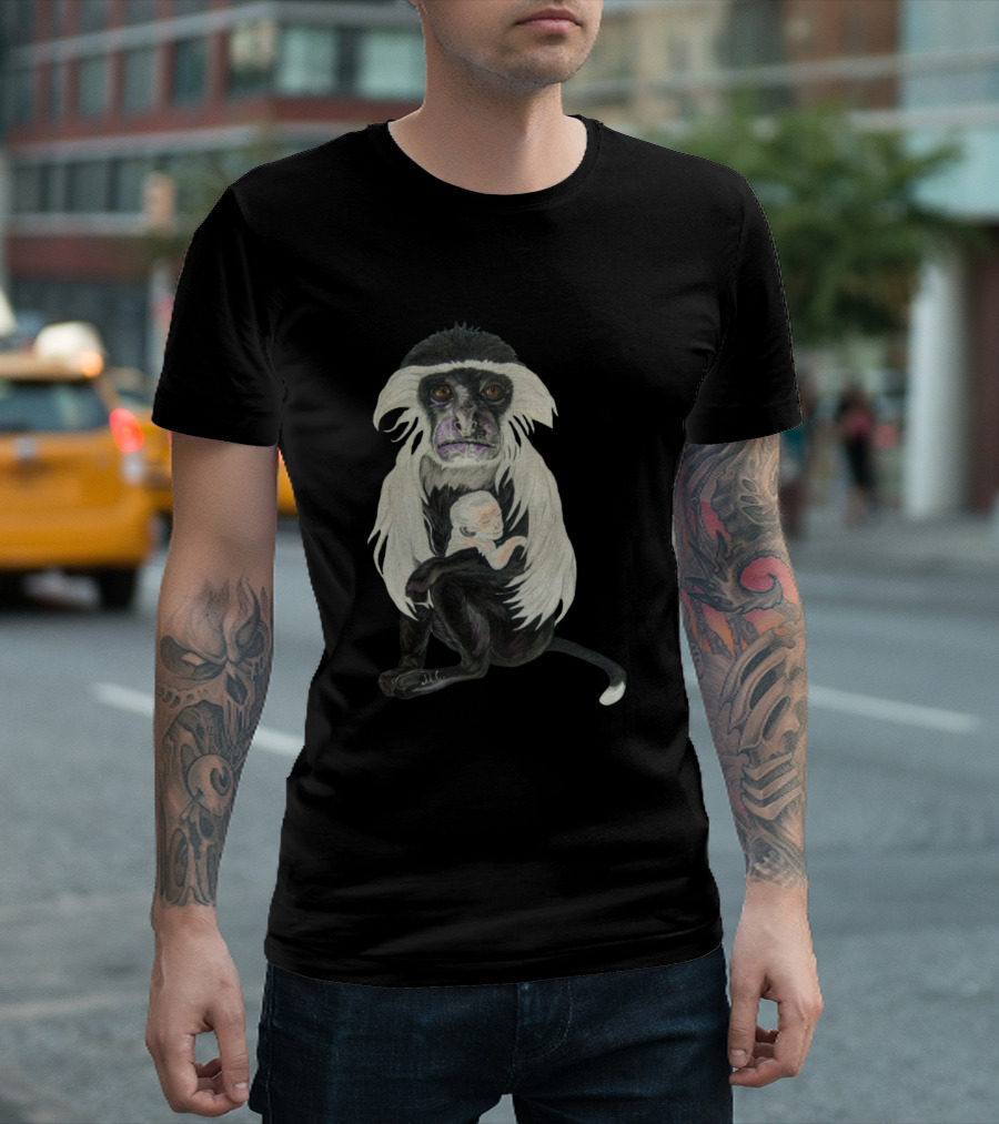 Colobus Holding Sleeping Baby Gently T-Shirt