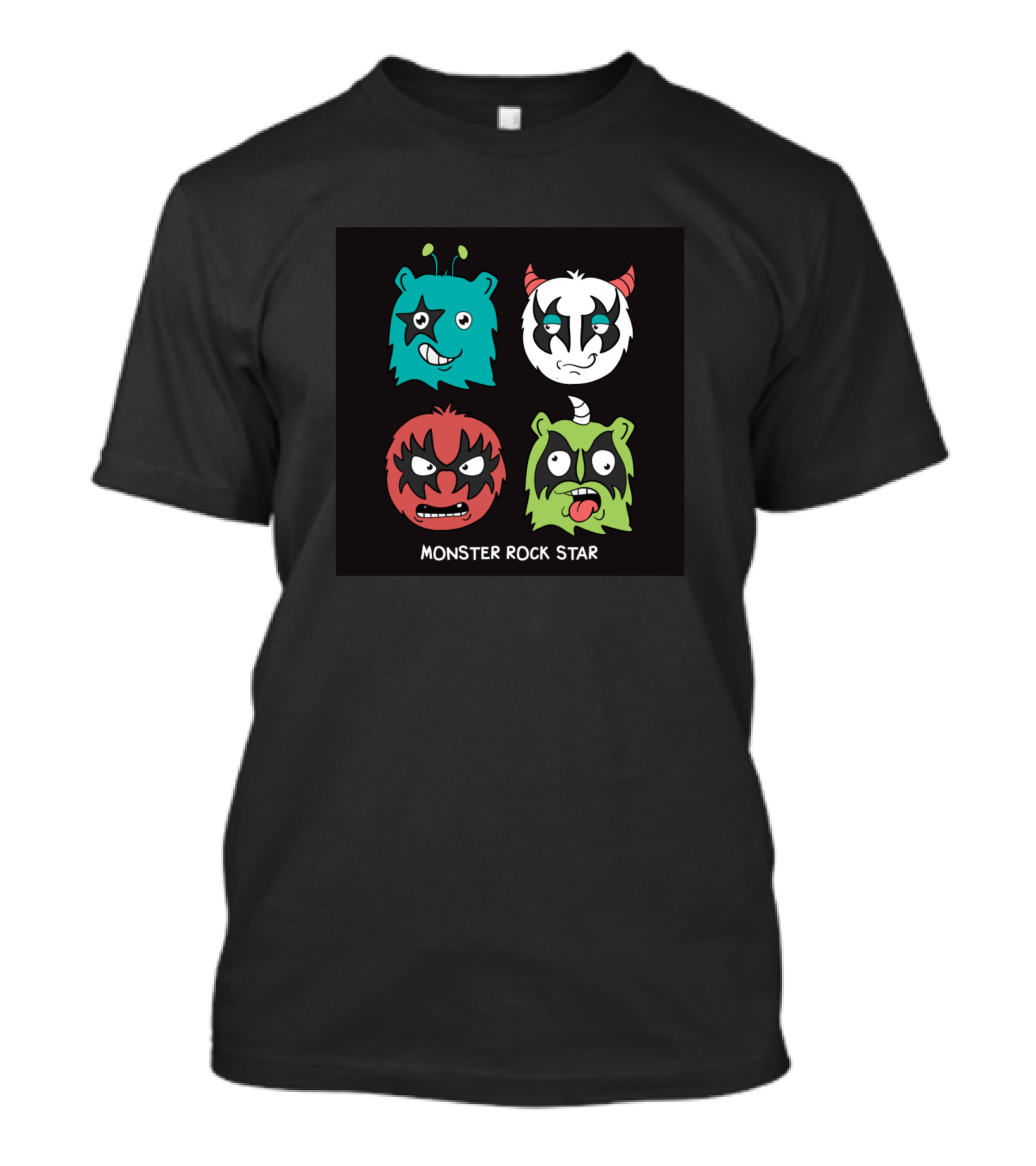 Monster Rock Star Quartet Playful Wild Faces T-Shirt