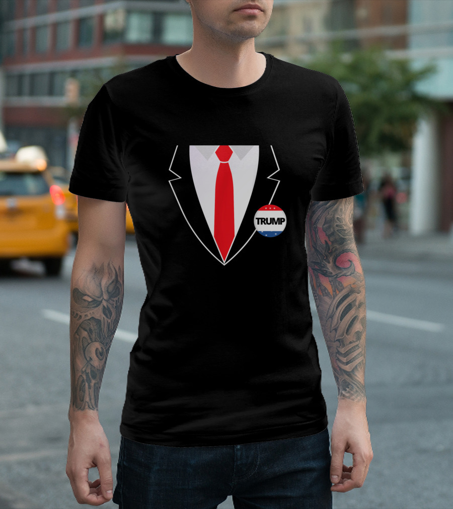 Donald Trump Suit Red Tie Trump Badge T-Shirt
