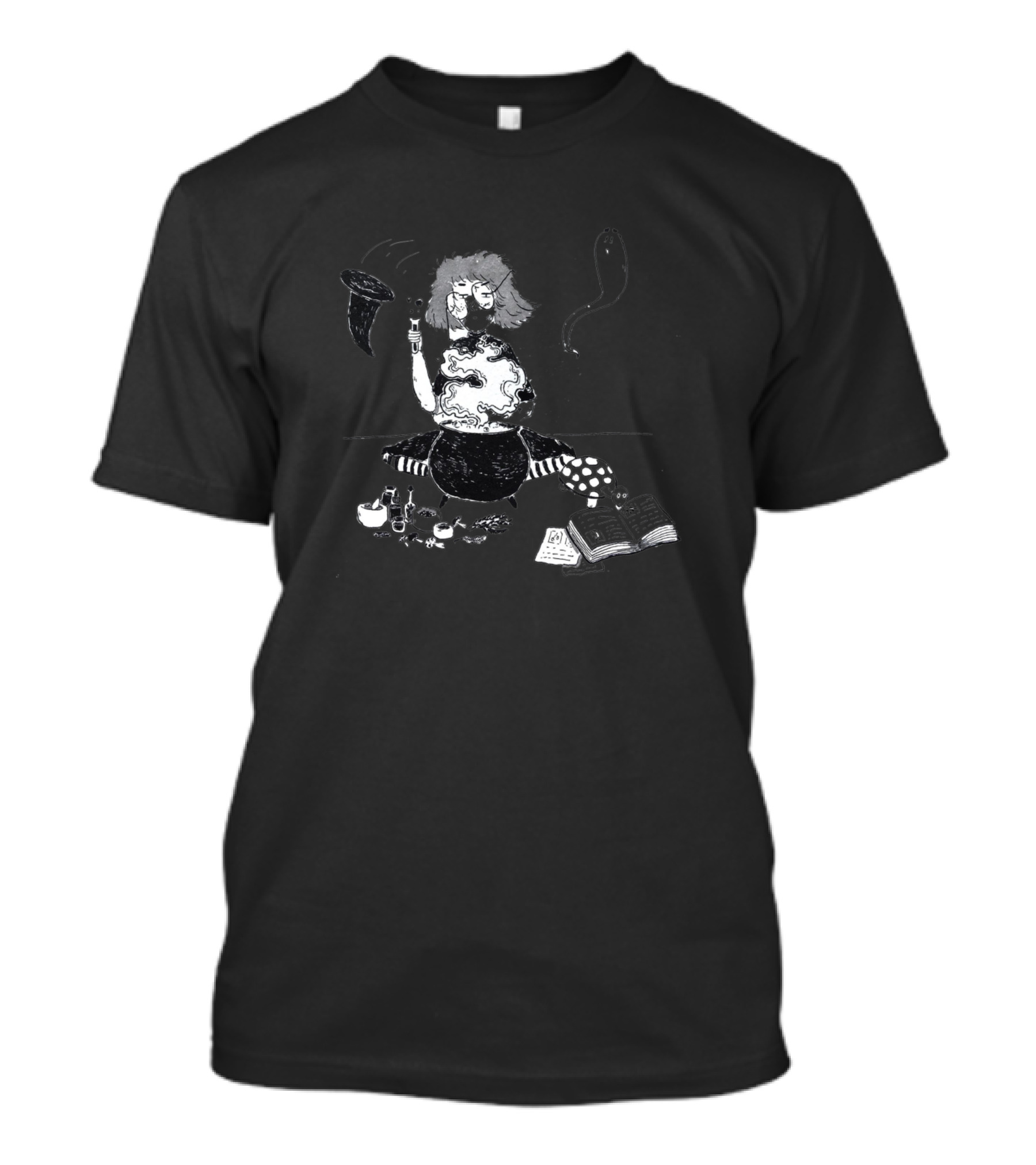 Dragon Blood Witch Brewing Potion With Mystical Book And Utensils T-Shirt