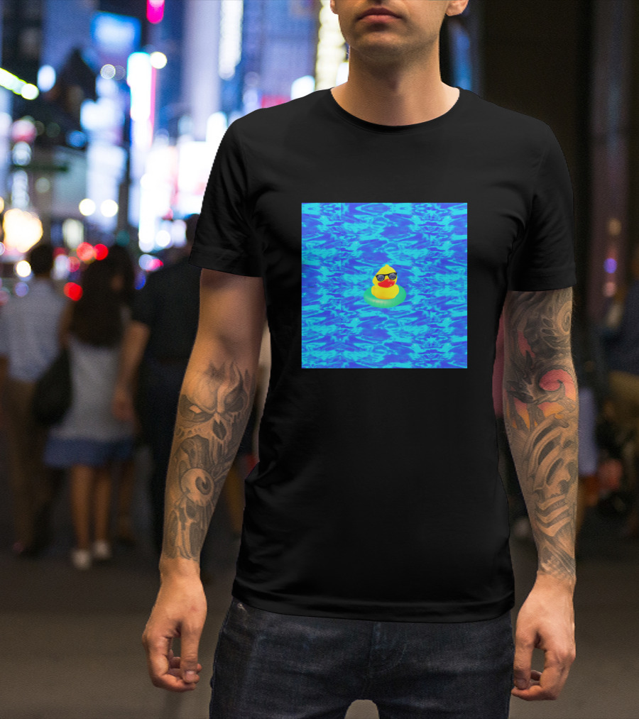 Duck Floating In Blue Pool With Sunglasses T-Shirt