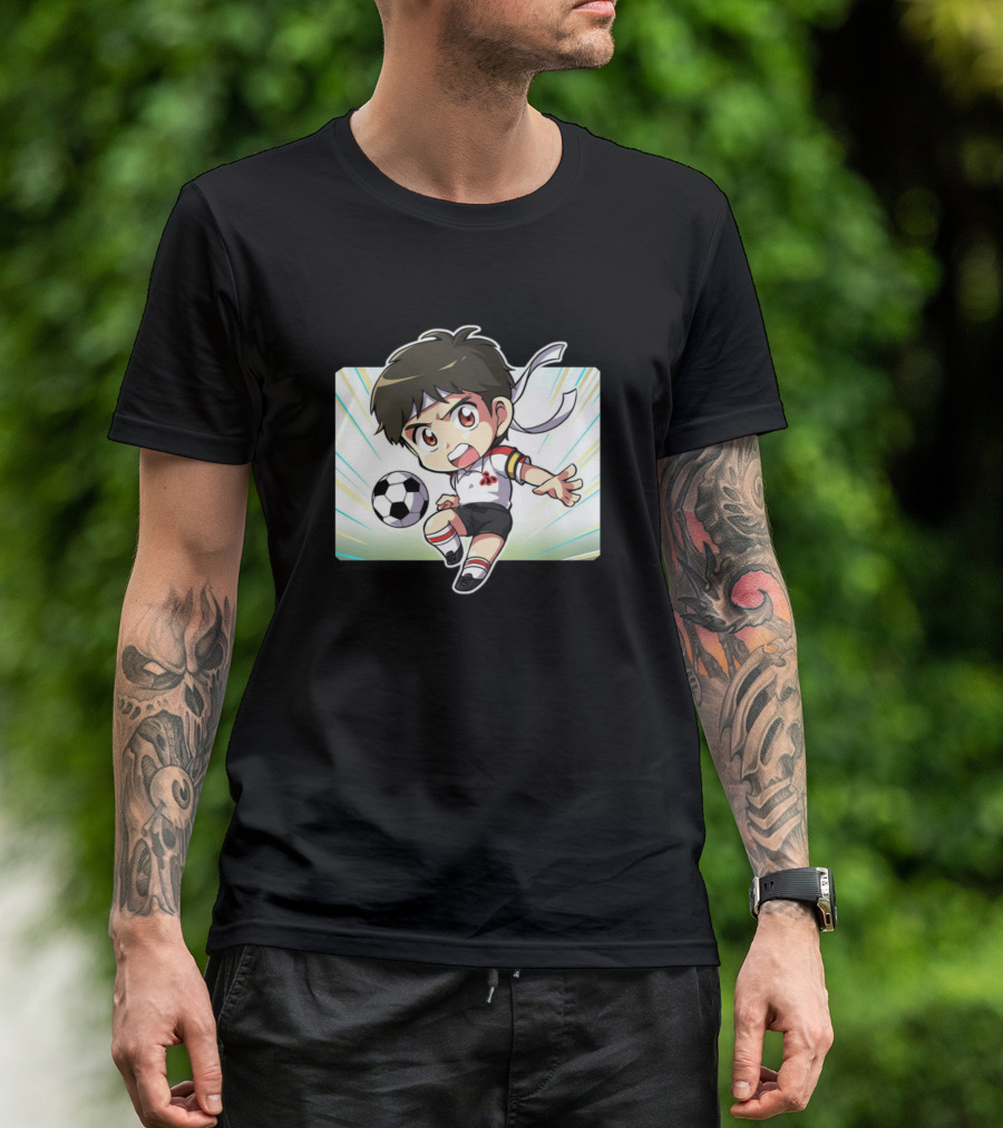 Durango Matsuyama Soccer Anime Character With Headband And Soccer Ball T-Shirt