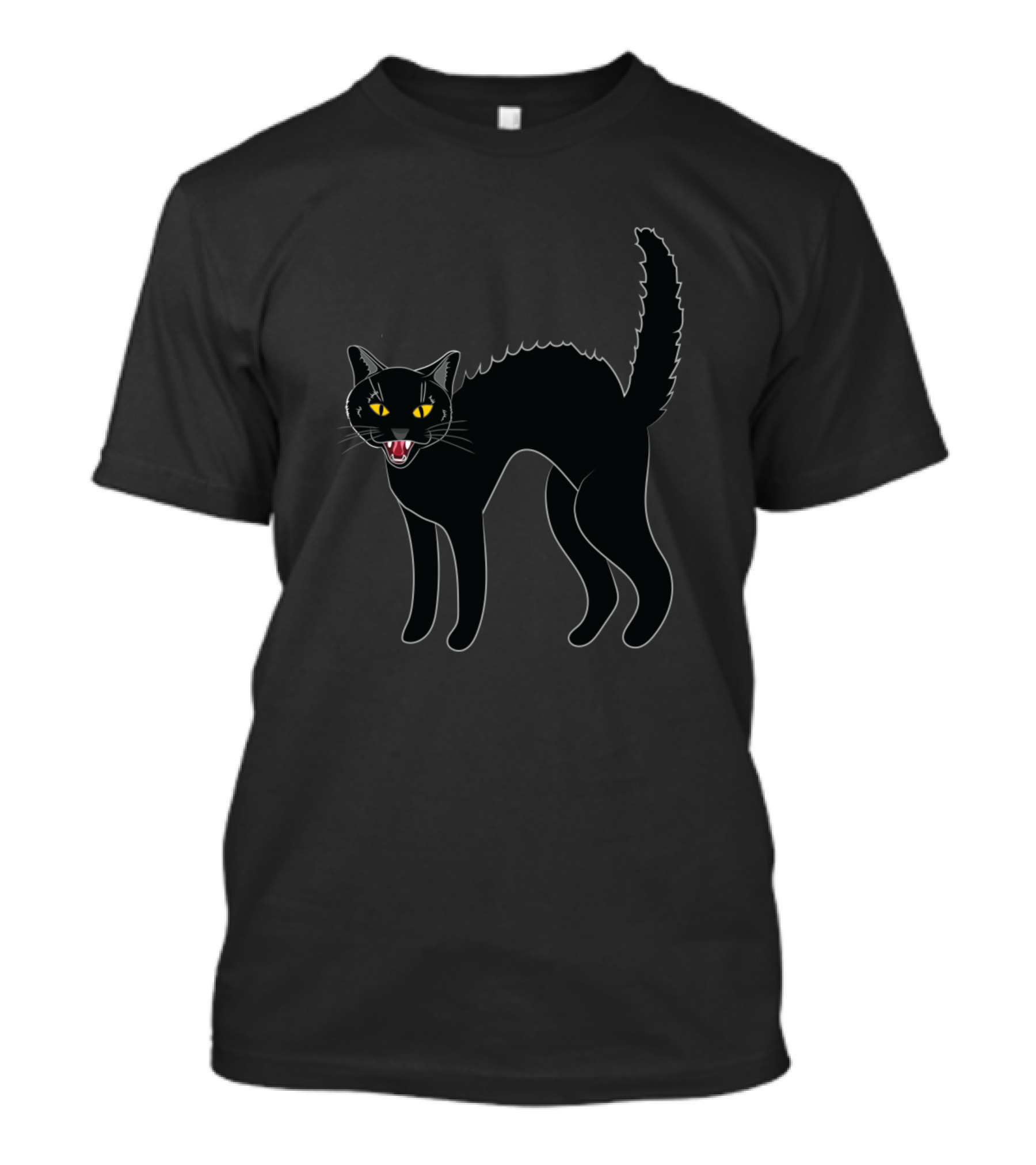 Freaked Out Black Cat With Yellow Eyes And Arched Back T-Shirt
