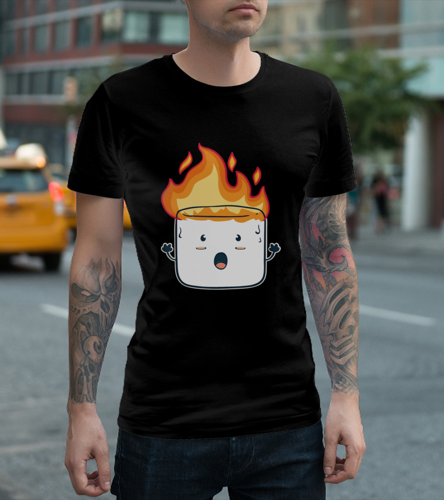 Burning Marshmallow Funny Camping Characters For Campers T-Shirt