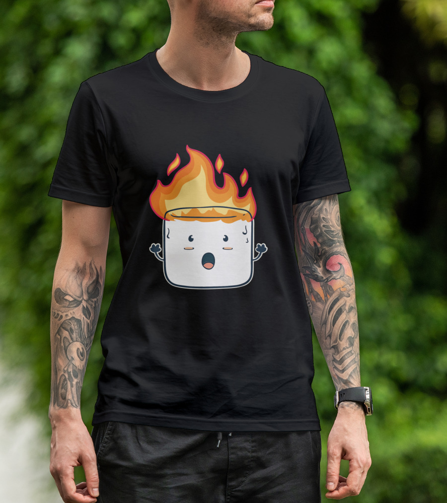 Burning Marshmallow Funny Camping Characters For Campers T-Shirt