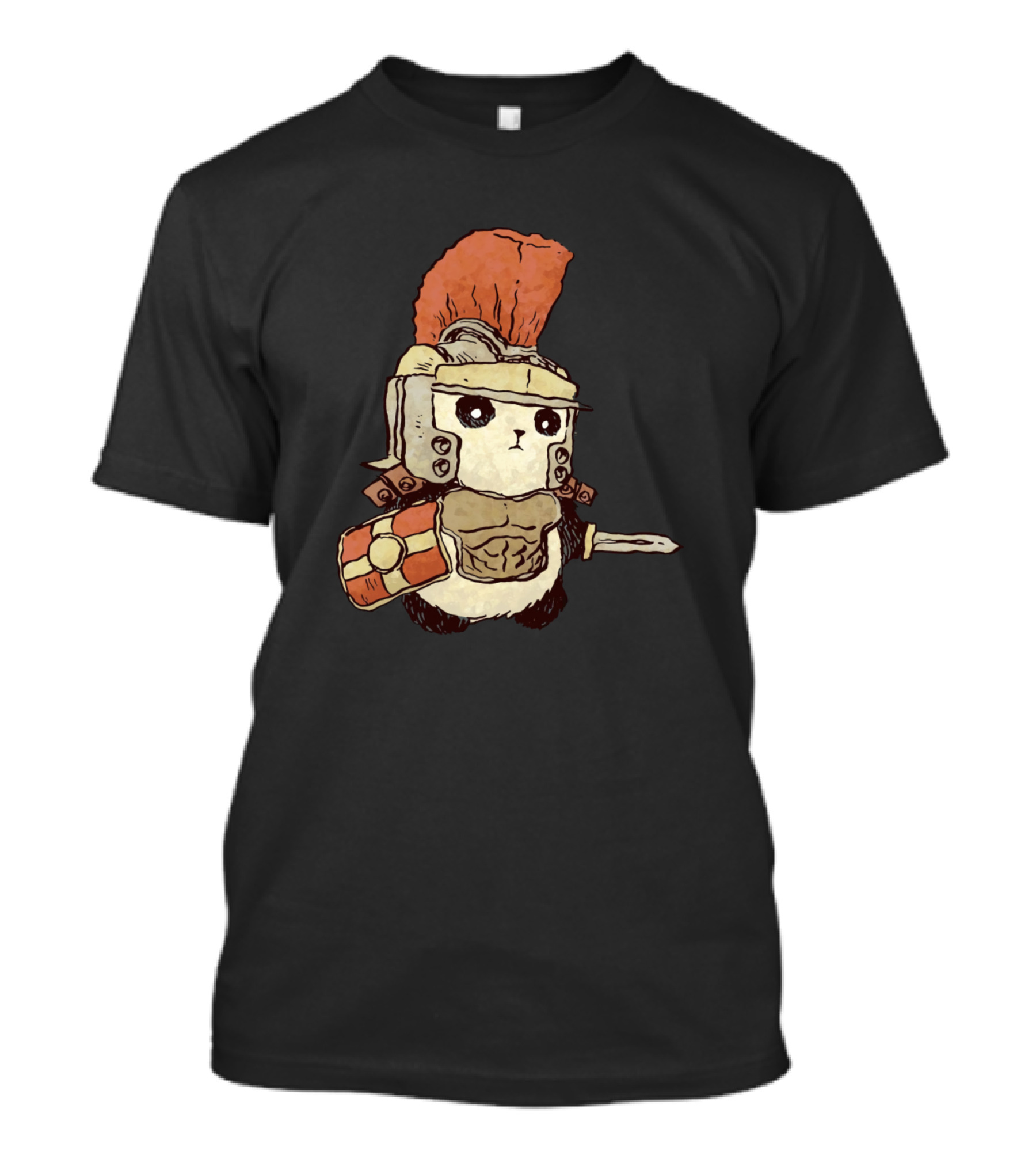 Gladiator Panda Roman Helmet Shield Sword Cute Warrior T-Shirt