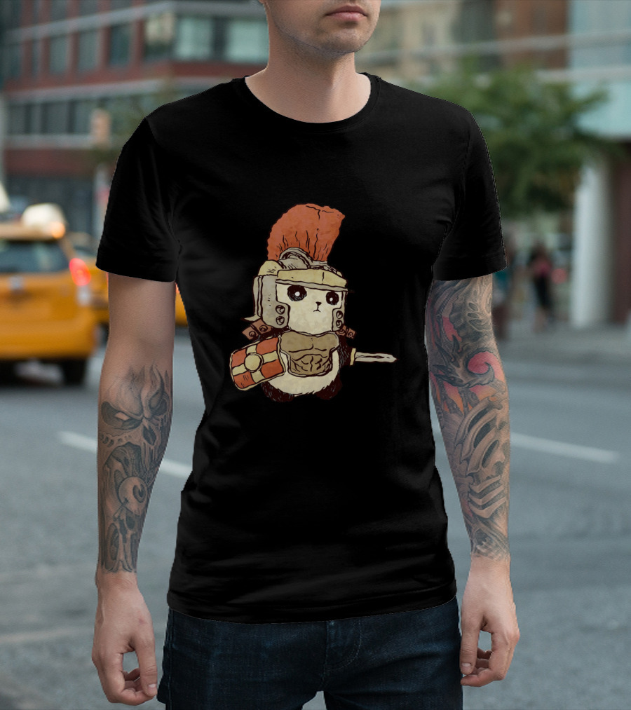 Gladiator Panda Roman Helmet Shield Sword Cute Warrior T-Shirt