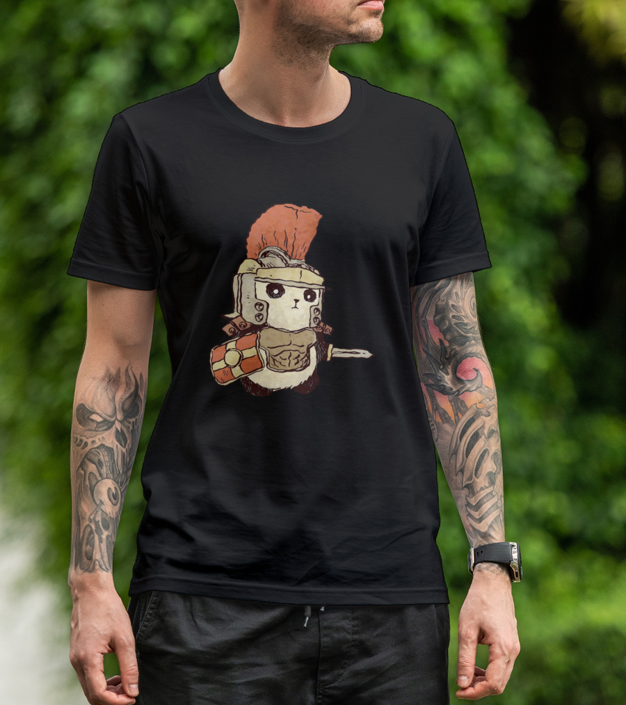 Gladiator Panda Roman Helmet Shield Sword Cute Warrior T-Shirt